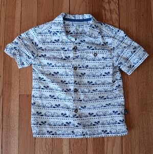 Blue and White Elephant Print Kid's Shirt